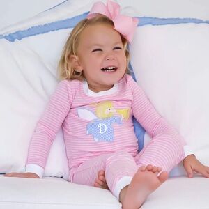Classic Whimsy Pink Stripe Kids Pajama Set with Angel Motif